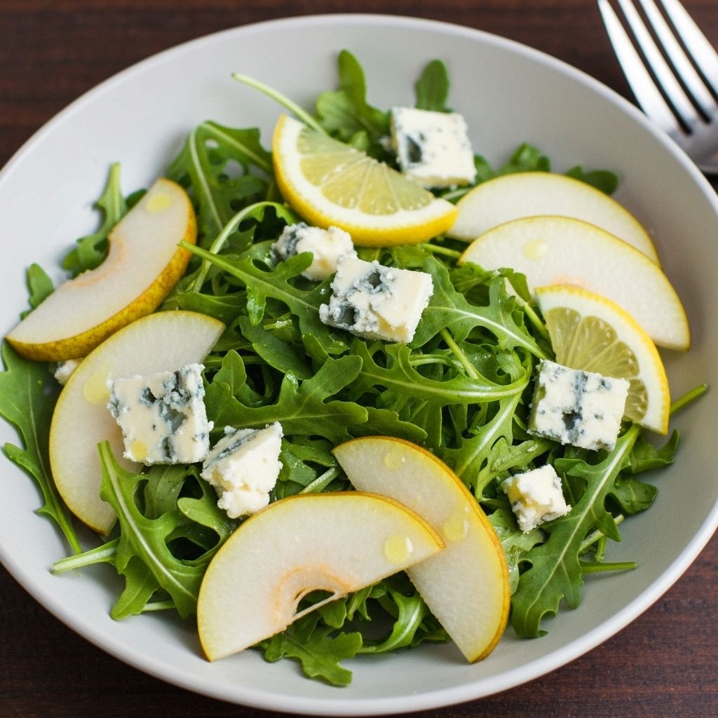 Salada de Rúcula com Pera e Gorgonzola